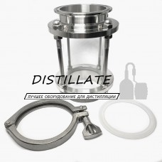 Диоптр трубный под кламповое соединение 3" дюйма + хомут и прокладка DN76 AISI304