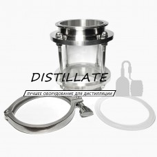 Диоптр трубный под кламповое соединение 4" дюйма + хомут и прокладка DN102 AISI304