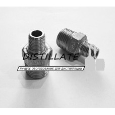 Ниппель нержавеющий переходной 1/4-1/2 дюйма DN8-DN15