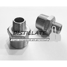 Ниппель нержавеющий переходной 1/2-1 дюйм DN15-DN25