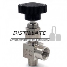 Кран игольчатый нержавеющий DN8 1/4 дюйма угловой резьба внутр/наружная AISI304