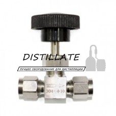 Кран нержавеющий игольчатый 8 мм прямой обжимной AISI304