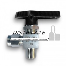 Кран шаровой тонкой регулировки, прямой переходной (резьба 1/4-обжим 6 мм)