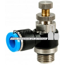  Кран цанговий голковий кутовий із зворотним клапаном під трубку 6