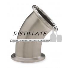 Отвод нержавеющий под кламповое соединение 2" дюйма DN51 AISI304 (полированный, угол 45°)