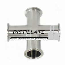 Крестовина нержавеющая под кламповое соединение 1,5" дюйма DN38 AISI304 Крестовина нержавеющая под кламповое соединение 1,5" дюйма DN38 AISI304