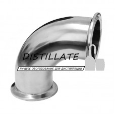 Отвод нержавеющий под кламповое соединение 1,5" дюйма DN38 AISI304 (полированный, угол 90°)
