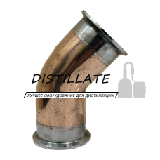 Отвод медный под кламповое соединение 2" дюйма DN51 М1( угол 45°)